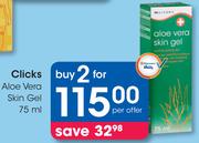 Clicks Aloe Vera Skin Gel-2 x 75ml Per Offer