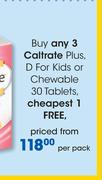 Caltrate Plus, D For kids Or Chewable 30 Tablets-Per Pack