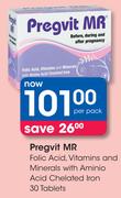 Pregvit MR Folic Acid/Vitamins And Mineral With Aminio Acid Chelated Iron 30 Tablets-Per Pack