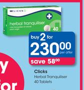 Clicks Herbal Tranquiliser 40 Tablets-For 2