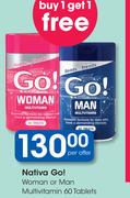 Nativa Go! Woman Or Man Multivitamin 60 Tablets-Per Offer