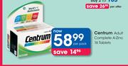 Centrum Adult Complete A Zinc 16 Tablets-Per Pack
