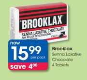 Brooklax Senna Laxative Chocolate 4 Tablets-Per Pack