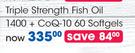 GNC Triple Strength Fish Oil 1400 + CoQ-10 60 Softgels