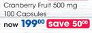 GNC Cranberry Fruit 500mg 100 Capsules
