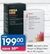 GNC Women’s Ultra Mega Or Mega Men 60 Or 90 Caplets-Per Pack