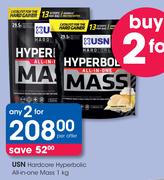 USN Hardcore Hyperbolic All-In-One Mass-2x1kg Per Offer