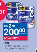 USN Creatine Transport System Orange Or Grape-2x650g Per Offer