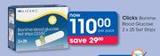 Clicks Biomine Blood Glucose 2 x 25 Test Strips-Per Pack