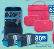 Clicks Men's Navy & Turquoise Hanging Or Toiletry Bags-Each