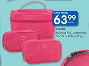 Clicks Fuchsia PVC Cosmetics Vanity Or Toiletry Bags-Each