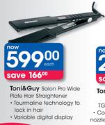 Toni & Guy Salon Pro Wide Plate Hair Straightener-Each