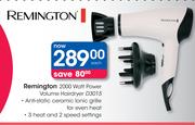 Remington 2000 Watt Power Volume Hairdryer D3015-Each