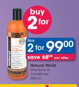 Natural World Shampoo Or Conditioner-2 x 500ml