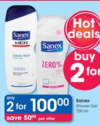 Sanex Shower Gel-2x750ml Per Offer