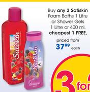 Satiskin Foam Baths 1Litre Or Shower Gels 1Litre Or 400ml- Each