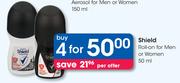 Sheild Roll On For Men Or Women-4x50ml Per Offer