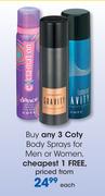 Coty Body Sprays For Men Or Women-Each