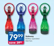 Safeway Battery Operated Mist Fan-Each