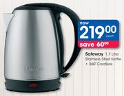 Safeway 1.7L Stainless Steel 360 Degree Cordless Kettle -Each
