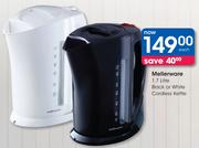 Mellerware 1.7L Black Or White Cordless Kettle-Each