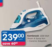 Kambrook 2200 Watt Steam & Spray Iron Ceramic Soleplate-Each