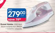 Russel Hobbs 2200 Watt Steam & Spray Iron Ceramic Soleplate RHI225-Each