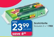 Scotchbrite Scourers-3's+1 Free