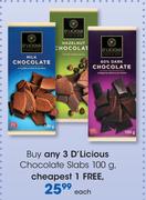D'Licious Chocolate Slabs-100g Each