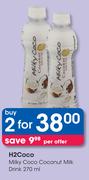 H2coco Milky Coco Coconut Milk Drink-2X270ml