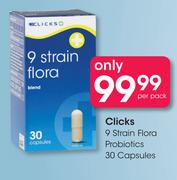 Clicks 9 Strain Flora Probiotics Capsules 30's-Per Pack