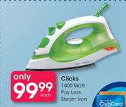 Clicks 1400 Watt Pay Less Steam Iron-Each