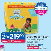 Clicks Made 4 Baby Dryprotect Nappies Jumbo Pack-For 2 Per Offer