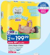 Clicks Made 4 Baby Dryprotect Disposable Nappies-For 2 Per Offer