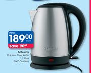 Safeway 1.7Ltr 360º Cordless Stainless Steel Kettle-Each