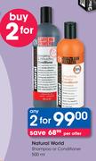 Natural World Shampoo Or Conditioner-2 x 500ml