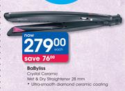 BaByliss Crystal Ceramic Wet & Dry Straightener 28mm-Each