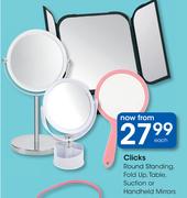 Clicks Round Standing, Fold Up, Table Or Suction Or Handheld Mirrors-Each