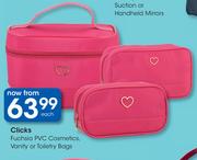 Clicks Fuchsia PVC Cosmetics Vanity Or Toiletry Bags-Each