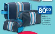 Clicks Men's Navy & Turquoise Hanging Or Toiletry Bags-Each