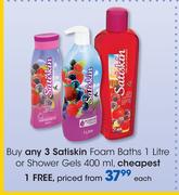 Satiskin Foam Baths 1Ltr Or Shower Gels 400ml-Each