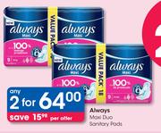 Always Maxi Duo Sanitary Pads-For 2