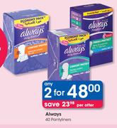 Always Pantyliners 40's-For 2
