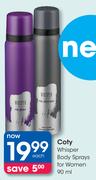 Coty Whisper Body Sprays For Women-90ml Each