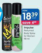 Impulse Perfumed Body Spray For Women-90ml Each