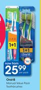 Oral-B manual Value Pack Toothbrushes-Per Pack