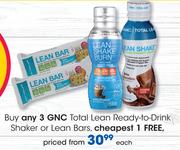 GNC Total Lean Ready To Drink Shaker Or Lean Bars-Each