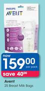 Avent Breast Milk Bags-25 Per Pack