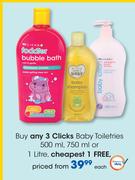 Clicks Baby Toiletries-500ml, 750ml Or 1Ltr Each