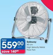 Safeway 40cm High Velocity Metal Floor Fan-Each
